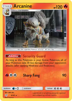 Arcanine Rare card from Detective Pikachu