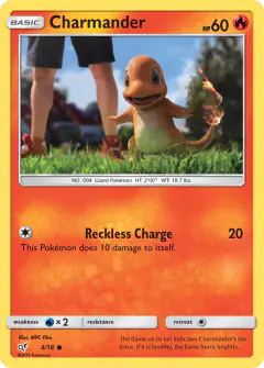 Charmander Common card from Detective Pikachu