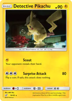 Detective Pikachu Rare card from Detective Pikachu