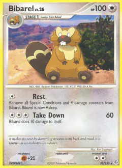 Bibarel Rare card from Diamond & Pearl Base