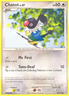 Chatot Common card from Diamond & Pearl Base
