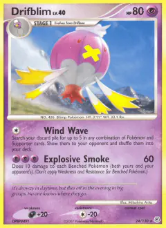 Drifblim Rare card from Diamond & Pearl Base