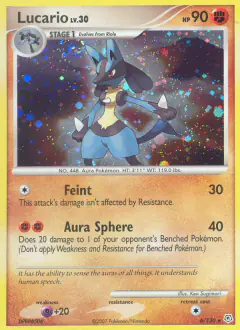 Lucario Rare Holo card from Diamond & Pearl Base