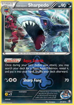 Team Aqua's Sharpedo Rare Holo card from Double Crisis