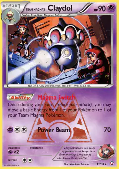 Team Magma's Claydol Rare Holo card from Double Crisis