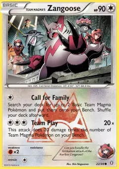 Team Magma's Zangoose Common card from Double Crisis