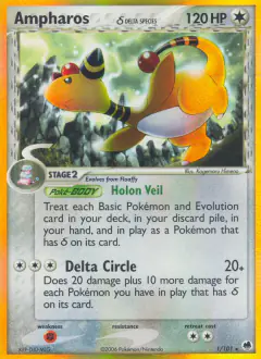 Ampharos δ Rare Holo card from Dragon Frontiers