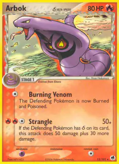 Arbok δ Rare card from Dragon Frontiers