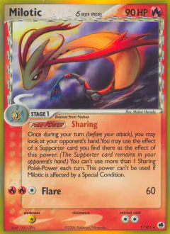 Milotic δ Rare Holo card from Dragon Frontiers