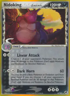 Nidoking δ Rare Holo card from Dragon Frontiers
