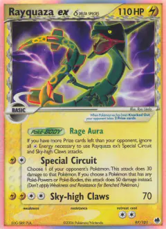 Rayquaza ex δ Rare Holo EX card from Dragon Frontiers