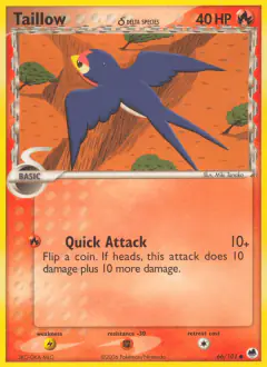 Taillow δ Common card from Dragon Frontiers