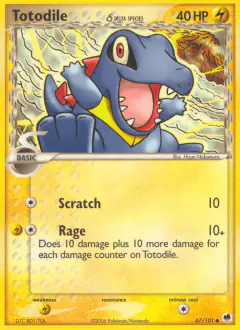 Totodile δ Common card from Dragon Frontiers