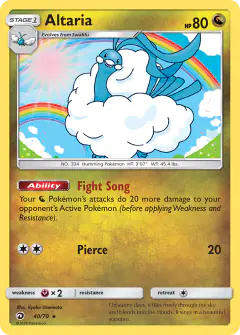 Altaria Rare Holo card from Dragon Majesty