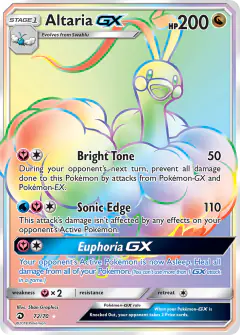 Altaria-GX Rare Rainbow card from Dragon Majesty