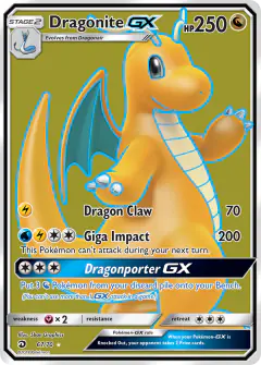 Dragonite-GX Rare Ultra card from Dragon Majesty