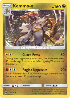 Kommo-o Rare Holo card from Dragon Majesty