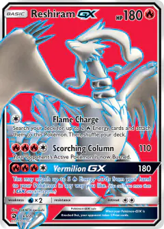 Reshiram-GX Rare Ultra card from Dragon Majesty