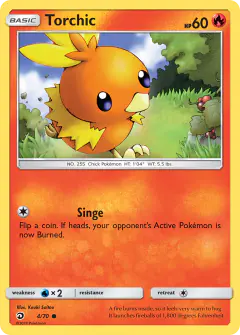 Torchic Common card from Dragon Majesty