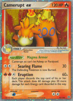 Camerupt ex Rare Holo EX card from Emerald