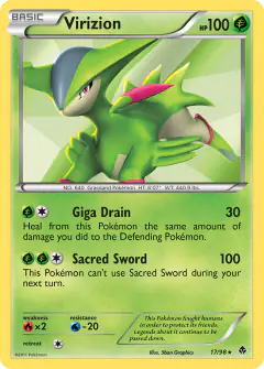 Virizion Rare Holo card from Emerging Powers