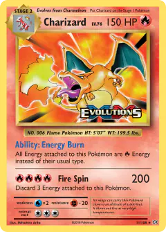 Charizard Rare Holo card from Evolutions