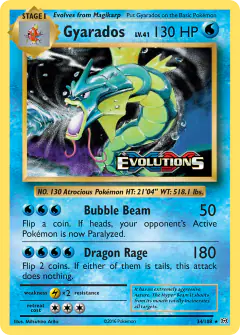 Gyarados Rare Holo card from Evolutions