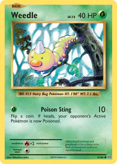 Weedle Common card from Evolutions