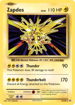 Zapdos Rare Holo card from Evolutions