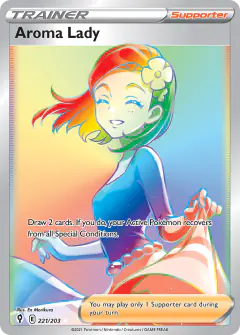 Aroma Lady Rare Rainbow card from Evolving Skies