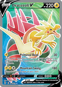 Dracozolt V Rare Ultra card from Evolving Skies