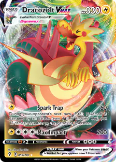 Dracozolt VMAX Rare Holo VMAX card from Evolving Skies