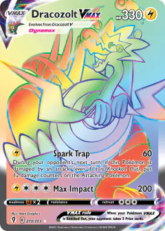 Dracozolt VMAX Rare Rainbow card from Evolving Skies