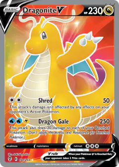 Dragonite V Rare Ultra card from Evolving Skies