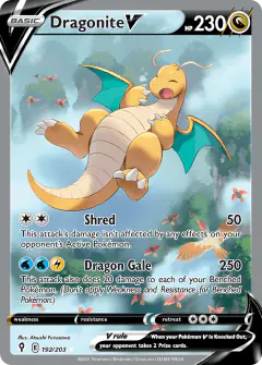 Dragonite V Rare Ultra card from Evolving Skies