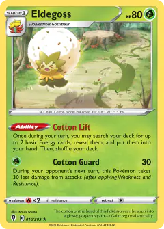 Eldegoss Rare Holo card from Evolving Skies