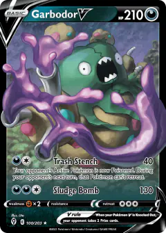 Garbodor V Rare Holo V card from Evolving Skies