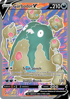 Garbodor V Rare Ultra card from Evolving Skies