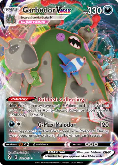 Garbodor VMAX Rare Holo VMAX card from Evolving Skies