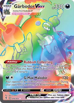 Garbodor VMAX Rare Rainbow card from Evolving Skies