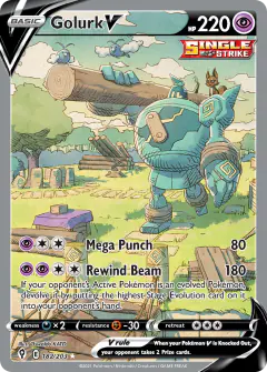 Golurk V Rare Ultra card from Evolving Skies