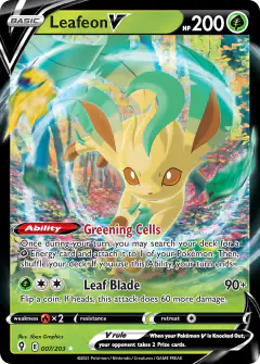 Leafeon V Rare Holo V card from Evolving Skies