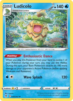 Ludicolo Rare Holo card from Evolving Skies