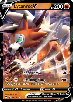 Lycanroc V Rare Holo V card from Evolving Skies