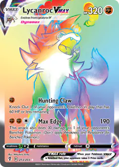 Lycanroc VMAX Rare Rainbow card from Evolving Skies