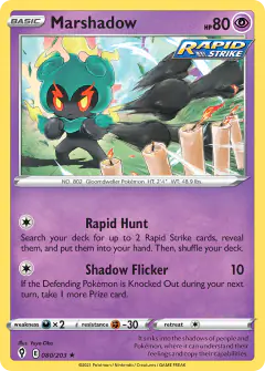 Marshadow Rare Holo card from Evolving Skies