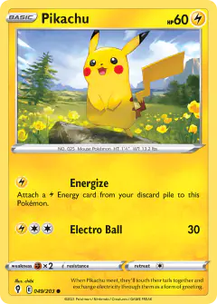 Pikachu Common card from Evolving Skies