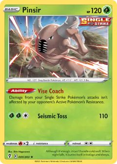 Pinsir Rare card from Evolving Skies