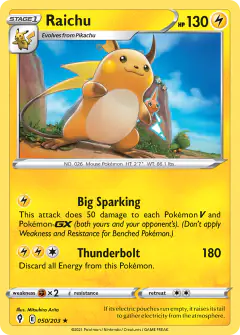 Raichu Rare Holo card from Evolving Skies
