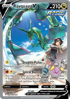 Rayquaza V Rare Ultra card from Evolving Skies